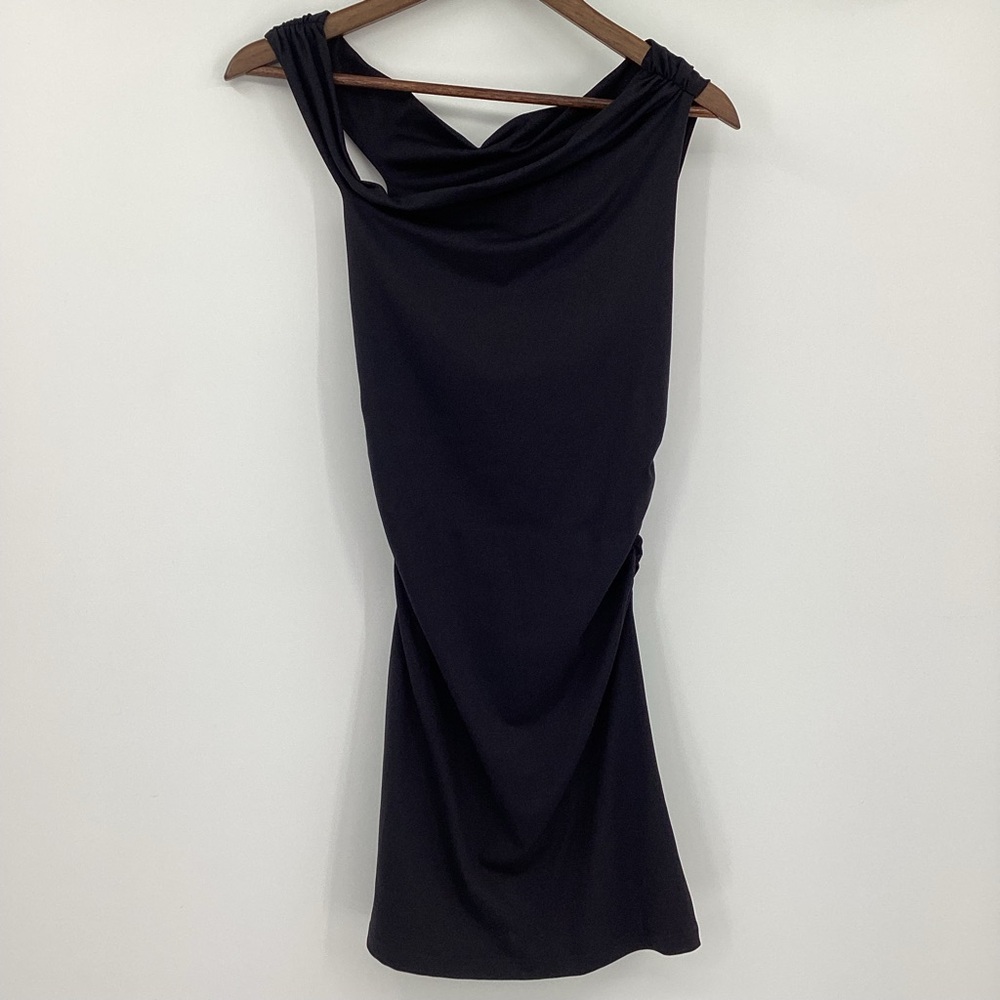 Princess Polly One-Shoulder Black Draped Dress - Picture 2 of 12